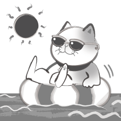[LINEスタンプ] 墨絵猫スタンプ 夏バージョンの画像（メイン）