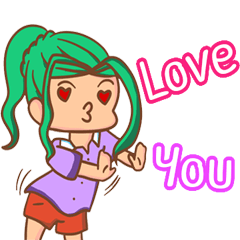 [LINEスタンプ] Funny life with girl green hair