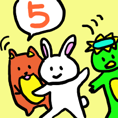 [LINEスタンプ] ウサギとカッパと…犬？5！