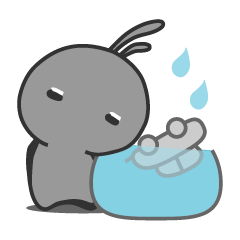 [LINEスタンプ] rabbit staring - rain