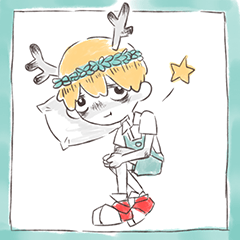 [LINEスタンプ] a boy with antlers