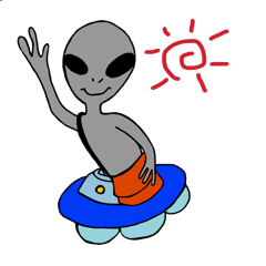 [LINEスタンプ] kid alien wiz UFOの画像（メイン）