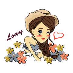 [LINEスタンプ] Lowy！！ Cute girl with Curly hairs.