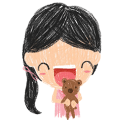 [LINEスタンプ] A lil girl with pink dress - crayon 2017