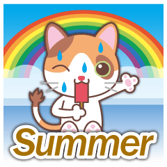 [LINEスタンプ] 梅雨＆夏に使える〜三毛猫とオート三輪の画像（メイン）