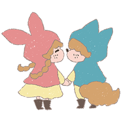 [LINEスタンプ] 赤ずきんちゃん と オオカミさん