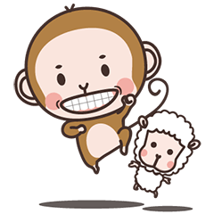 [LINEスタンプ] Monkey + Sheep