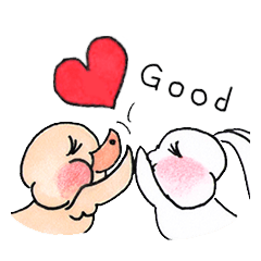 [LINEスタンプ] living things' playground-Duck ＆ Rabbit