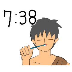 [LINEスタンプ] ちょうどキリの悪い時間だよ原始人