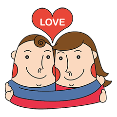 [LINEスタンプ] Curly hair couple