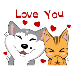 [LINEスタンプ] Love Dog, Love Cat