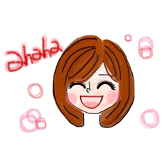 [LINEスタンプ] ボブカットの女の子ちっひぃ♡happy編