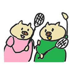 [LINEスタンプ] ゆるい豚のバドミントン