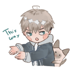 [LINEスタンプ] Highschool boy and cat