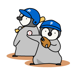 [LINEスタンプ] 皇帝ペンギンのヒナたち 野球編青チームの画像（メイン）