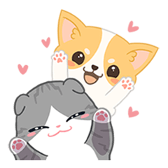 [LINEスタンプ] 元気いっぱい幸せ！フォールド＆ワワ
