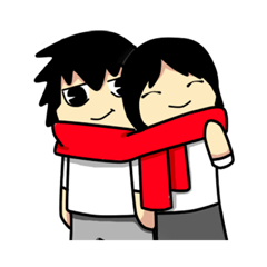 [LINEスタンプ] Young Anda red scarf and girlfriend