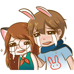 [LINEスタンプ] Couples bunny cat style
