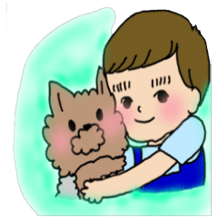 [LINEスタンプ] 男の子とヨークシャーテリア2